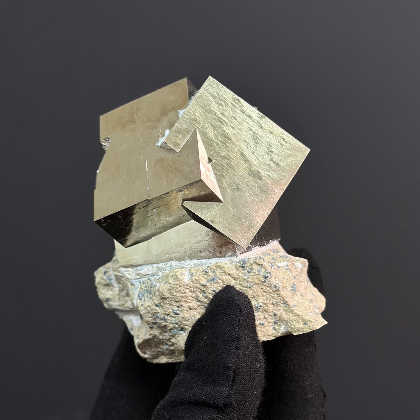 Genuine Intergrown Pyrite on Matrix from Mina Ampliación a Victoria, Navajún, Spain