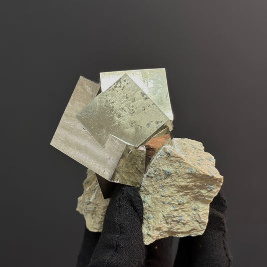 Genuine Intergrown Pyrite on Matrix from Mina Ampliación a Victoria, Navajún, Spain