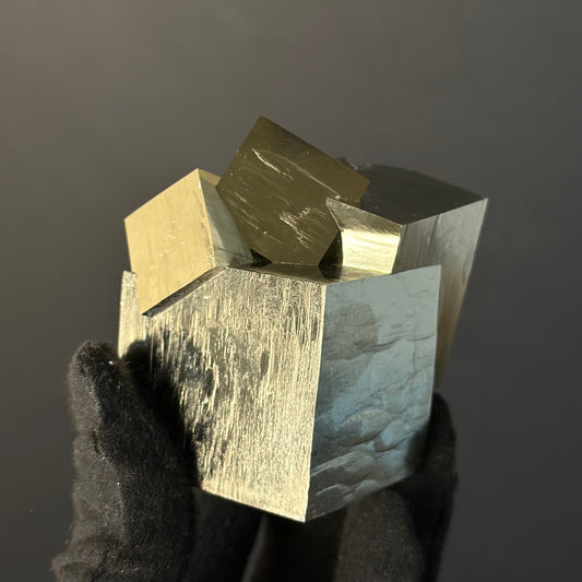 Intergrown Pyrite Cubes Specimen from Mina Ampliación A Victoria, Navajún, Spain.