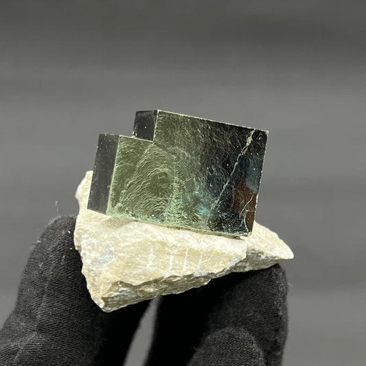 *Rectangular Pyrite Crystal on Matrix from Mina Ampliación A Victoria, Navajún, Spain.