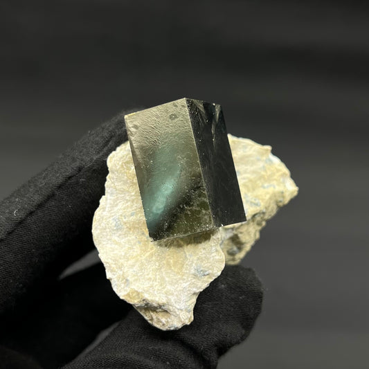 *Rectangular Pyrite Crystal on Matrix from Mina Ampliaciõn A Victoria, Navajún, Spain.
