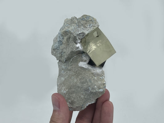Pyrite with Intergrown Cube on Matrix from Victoria Mine, Navajún, La Rioja, Spain.