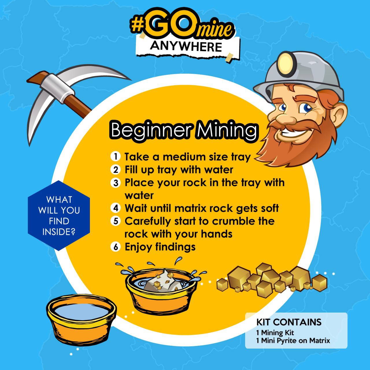 Mining Kit | Mine your own Pyrite Cubes | Directly from Mina Ampliación A Victoria, Navajún, Spain.