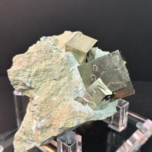 Intergrown Pyrite on Matrix  from Mina Ampliación A Victoria, Navajún, Spain.