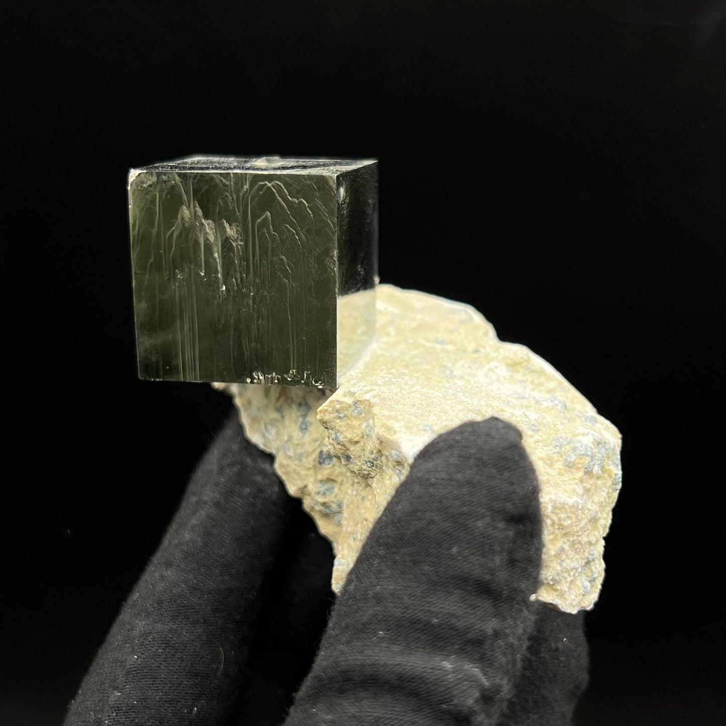 Single Cube Pyrite on Matrix from Navajún, Spain