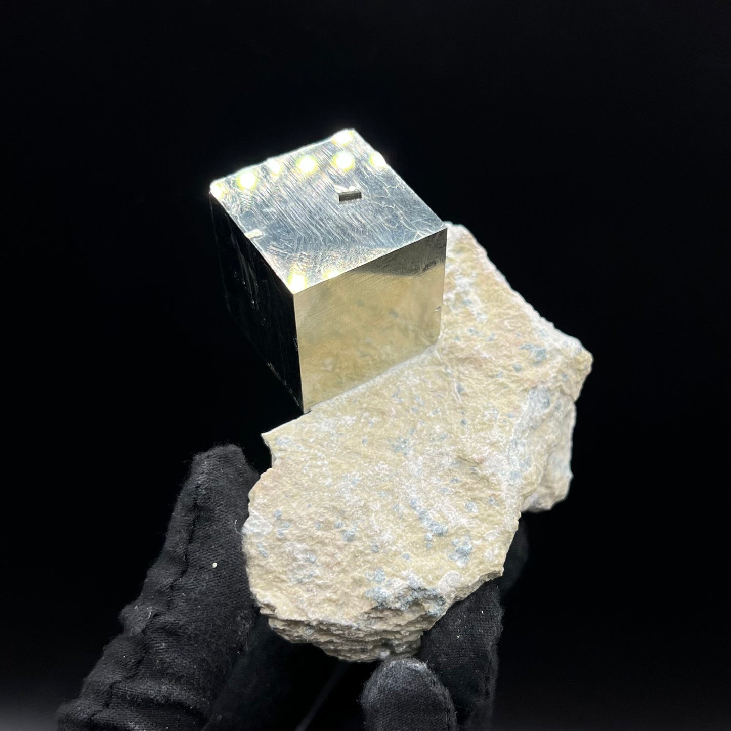 Single Cube Pyrite on Matrix from Navajún, Spain