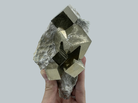 Cubic Pyrite from Victoria Mine, Navajun, La Rioja, Spain.